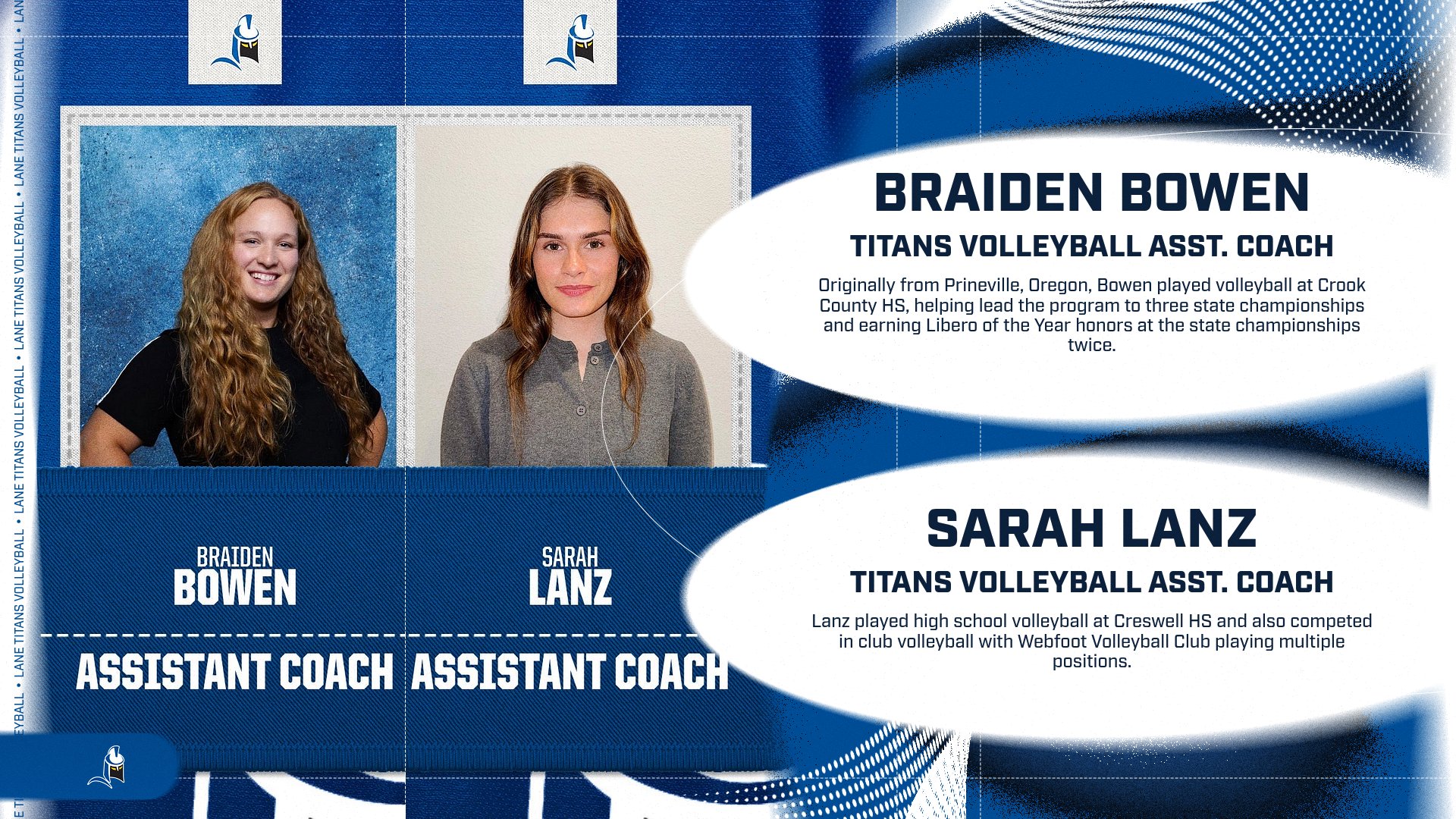 Two volleyball coaches are shown with a short bio.